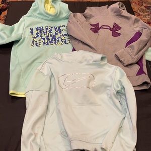 Bundle Girl S/M sweatshirts; 2 Under Armour 1 Nike